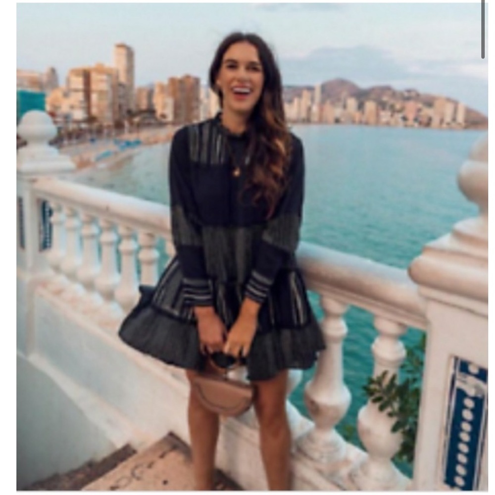 Zara Black and Gray Striped Dress
